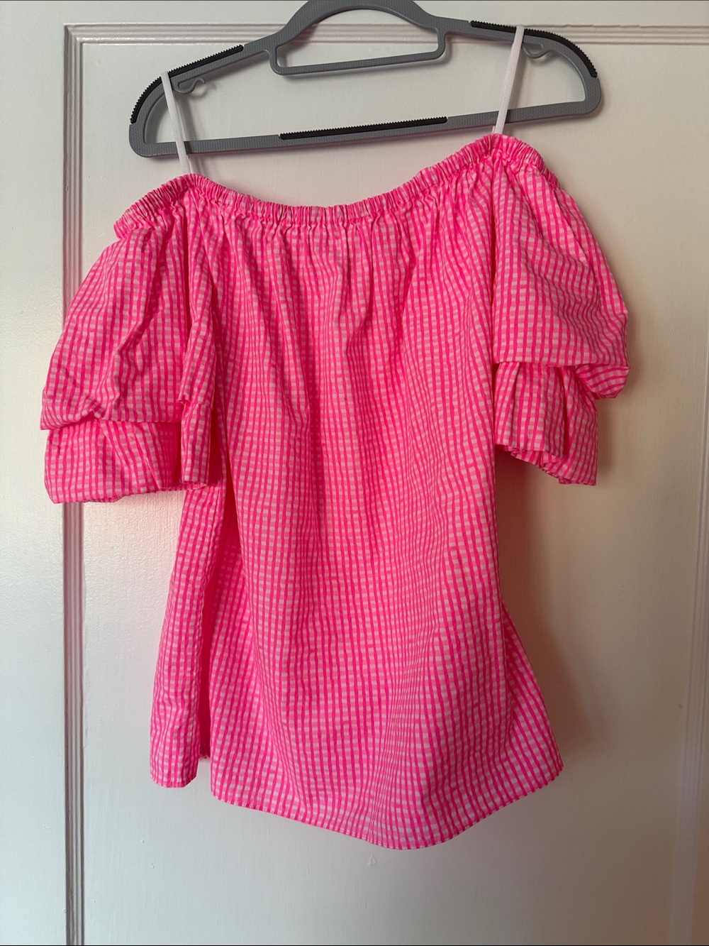 Lilly Pulitzer Pink Gingham Off-Shoulder Top